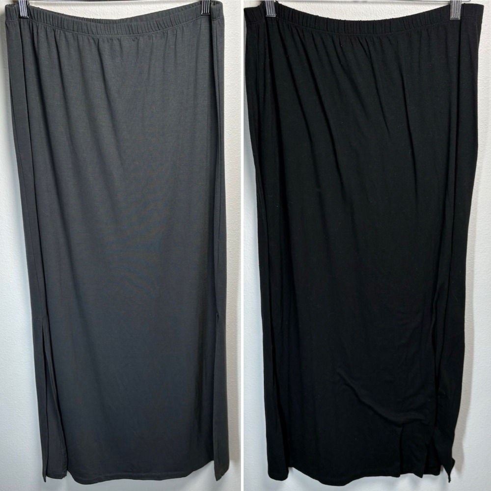 Mossimo Women XL BUNDLE of 2 Black Grey Maxi Skirt Slit Casual